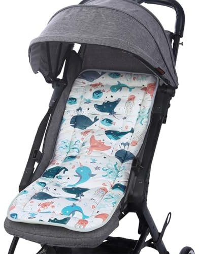 ITODA Kinderwagen Sitzauflage universal Sommer Sitzeinlage Winter Unterlage Buggy Kindersitz Babyschale Sommerbezug Winterbezug grau