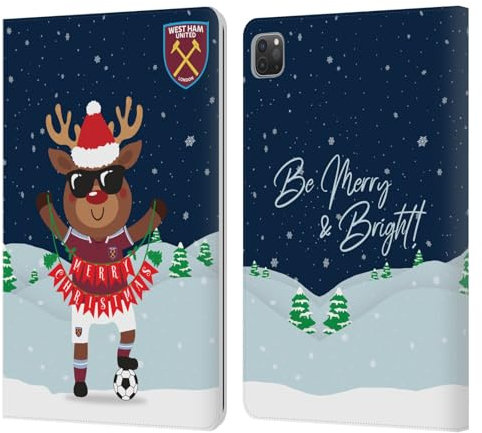 Head Case Designs Licenza Ufficiale West Ham United FC Renna Natale Custodia Portafoglio in Pelle Compatibile con Apple iPad PRO 11 2020/2021 / 2022