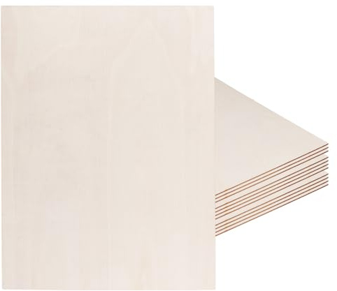 LEXININ 12 fogli di compensato da 400 x 300 x 2 mm, formato A3, non finiti, per artigianato, modellismo, incisione, pittura