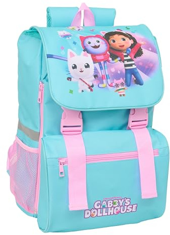 GABBY'S DOLLHOUSE Kinderrucksack, ausziehbar, pflegeleicht, ideal für Kinder verschiedener Altersgruppen, bequem und vielseitig, Qualität und Widerstandsfähigkeit, 28,5 x 15 x 41 cm