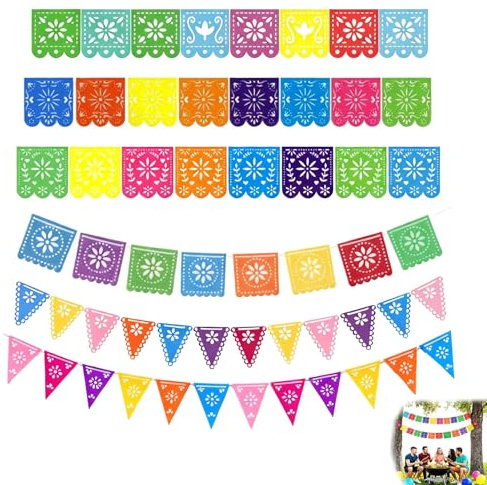 LZPLJLWS Mexikanische Partydekoration 6 Stück Banner Dia de los Muertos 3 m lang Bunte Girlande für Tag der Toten Cinco de Mayo Festival Innen Außen