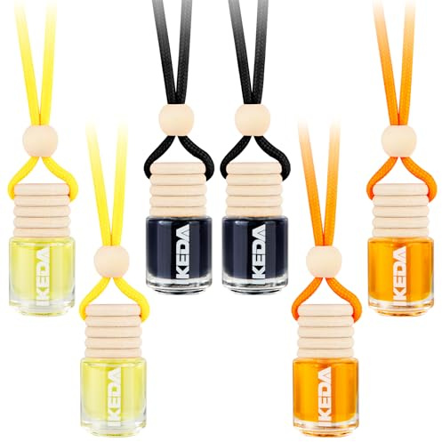 IKEDA Auto Lufterfrischer, Auto Duft Innenraum, Duftbaum Aufhänger Diffusor, Geschenke für Frauen Männer, 24ml(6 * 4ml), Enthält: Orange, Dunkel-Nacht und Zitrone 3 Stück