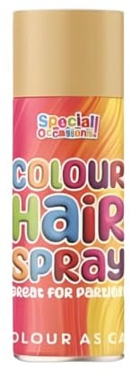 Party Colour Hair Sprays – 200ml – Temporary Vibrant Colours for Parties, Festivals & Events – Red, Blue, Silver, Green, Gold & Purple (GOLD - 5941A-G)