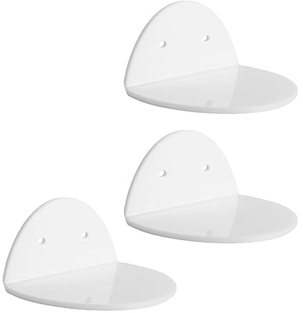 Qusedwey 3 Piece Acrylic Floating Wall Shelves Easy To Use For Security Cameras, Baby Monitors, Speakers,Universal Small Wall Shelf White