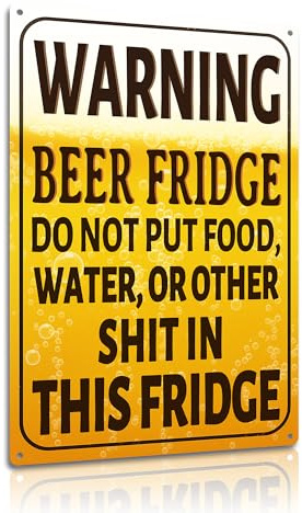 Funny Aluminum Metal Sign – ‘Beer Fridge’ – 8x12 Inch Wall Art, Humorous Gift for Home or Bar (25122)