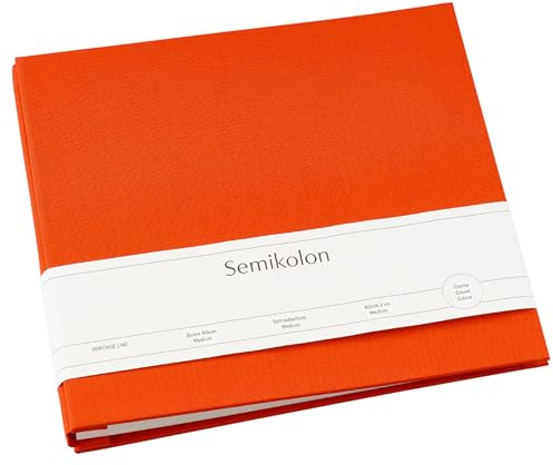 Semikolon 600028 Schraubalbum Medium 24 x 23 cm - mit 20 cremeweißen Seiten, erweiterbar - orange