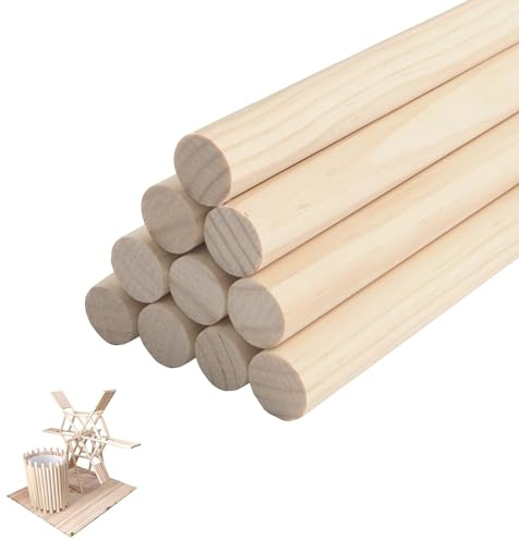 QINGYIWL Holzstäbchen 10 Stück 2 cm x 30 cm Rundholz Holzstäbe zum Basteln | Natürliche Rundstab Holz für DIY Bastelartikel Dekorationen