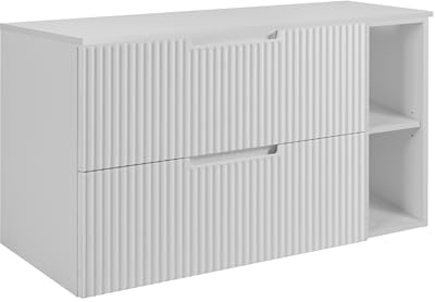 3E 3xE living.com Badezimmerschrank, Weiß, 80 (60 + 20) x 58,6 x 46 cm