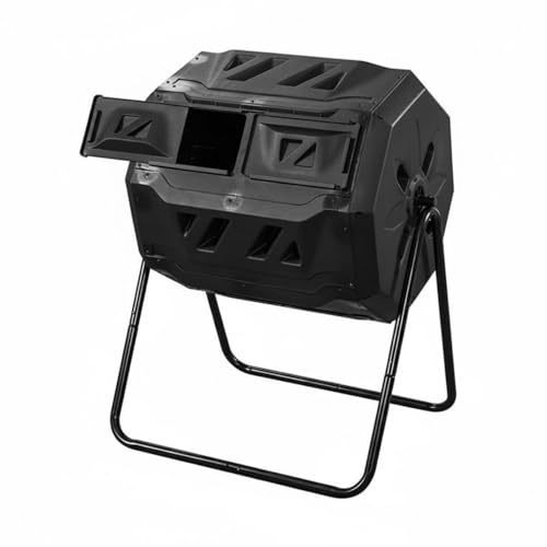 KiBcsLic Tonneau de Compostage sur Pieds Système D'aération Composteur Rotatif Grande Capacité 160L Composteur à Tambour pour Jardiniers, Jardin, Extérieur