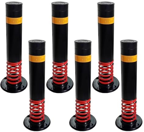 Böjbar trafiksäkerhetspollare - Returfjäderbarriär och varningstolpe för uppfart, parkeringsplats - 2 ST Svarta - Minska bilskador och öka säkerheten, Black(6pcs)
