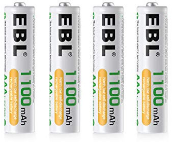 EBL 4PCS Rechargeables Piles AAA, Piles AAA Rechargeables 1100mAh 1,2V Ni-MH Haute Capacité Rechargeable 1200 Cycles