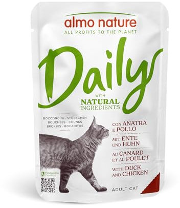 Almo Nature Daily Nassfutter für Erwachsene Katzen mit Ente und Huhn - Beutel 30 x 70 g
