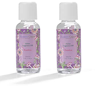 Hassett Green London Exotica Pear & Melon Fragrance Oil - Two 30ml Glass Bottles - Suitable for Ultrasonic Diffusers Humidifiers & More