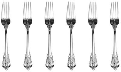 ZFQ Silber Besteck-Set Barock, Antik Look, aus 18/10 Edelstahl Spiegelpolierte, ideal für Haus, Küche, Restaurant, Hochzeit, Partys, Nachmittagstee, Teegabeln 6-teiliges, Länge 15.3cm