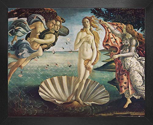 1art1 Sandro Botticelli Poster Kunstdruck Bild und MDF-Rahmen - Die Geburt Der Venus, 1483-1485 (50 x 40cm)