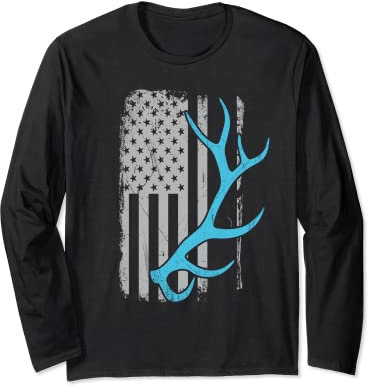Elchjäger - Vintage USA Fahnenschuppen Geweih Langarmshirt