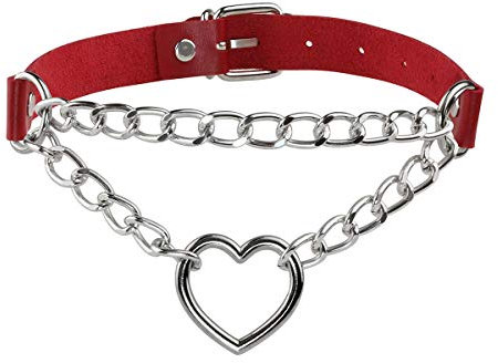 Eigso Frauen Vintage Punk Choker mit Herzform Anhänger Ketten Halskette Hip-Hop Schmuck verstellbar