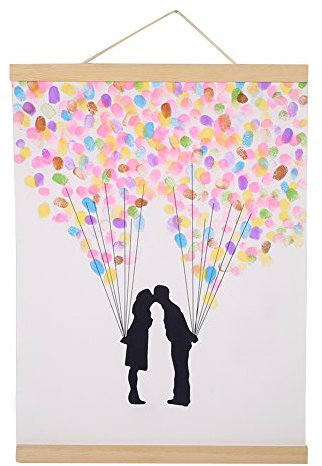 GOTOTOP Magnetische Holz Poster Kleiderbügel Rahmen, Wandbehang Holzrahmen für Fotos Bilder Leinwand Kunstwerke Drucke Karten Schriftrollen Weißes Holz(30cm)