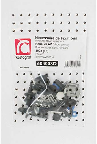 Restagraf - Kit de Fixations pour Bouclier Avant 3008 (Phase 2) (09/2013 à 10/2016) - Kit Complet pour Réparation ou Remplacement - Réf. 604008D