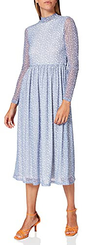 NA-KD Vestido de Malla LS Reciclado, Blanco Floral, 44 para Mujer