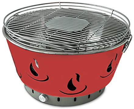 JAK BBQ Airbroil XL J 101 Holzkohlegrill Rot Tischgrill Holzkohlegrill mit einstellbarer Belüftung inklusive Transporttasche Outdoor Campinggrill