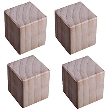 XHP Lot de 4 pieds de meubles en bois pour la maison - Hauteur des meubles : 10 x 10 x 5 cm