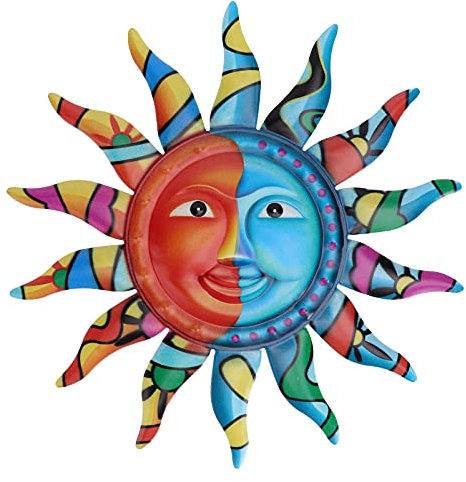 YARNOW Haushaltsdekoration Balkon Wanddeko Sonne 1Pcs Metall Sonne Wanddekoration 3D Wandskulptur Eisen Wandkunst Wandschmuck zum Aufh? für Garten Balkon Metall