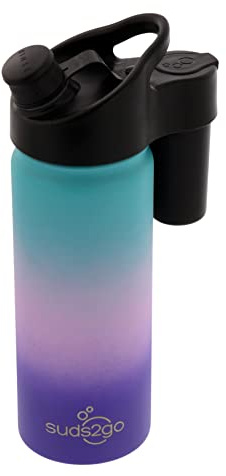 Suds2Go Edelstahl-Wasserflasche, isolierte Wasserflasche mit Schaumseifenspender, tragbare Handwäsche für Outdoor-Aktivitäten, heiße oder kalte Getränke, Kaugummi, bekannt aus dem Haifischtank