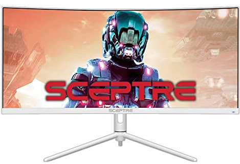 Sceptre 30-inch Curved Ultrawide Monitor 2560 x 1080 up to 200Hz DisplayPort HDMI 1ms AMD FreeSync Premium 99% sRGB Picture by Picture/PIP, Build-in Speakers White (C305B-FUN200W)