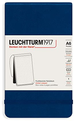 LEUCHTTURM1917 364416 Notizblock Pocket (A6), Hardcover, 94 nummerierte Seiten, dotted, Marine