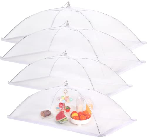 JULBEAR 4 Pcs Extra Large Mesh Food Cover Tent Umbrella Food Screen Covers for Outside Pop-up Mesh Reusable Food Nets for Parties Picnics Outdoor BBQs Collapsible (2 Pcs 40x24, 2 Pcs 32x24)