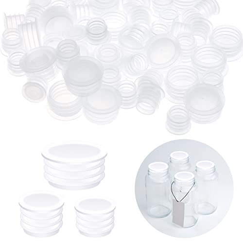 Oppaxf Salt and Pepper Shaker Stoppers, 120 Pieces Plastic Replacement Stoppers in 3 Sizes for Pots Bottles Pipes, Clear Shaker End Caps for Pots