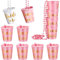 Aoen 12 Pcs Hen Party Shot Glasses Necklace Plastic Beaded Bridal Shot Glass Necklace Pink & White for Bachelorette Party Bridal Party Necklaces (1 Bride to Be, 11 Team Bride), Rose Gold (AE2447)