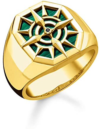 THOMAS SABO Ring Kompass Goldfarben/Grün TR2274-140-5-54 Ringgröße 54/17,2
