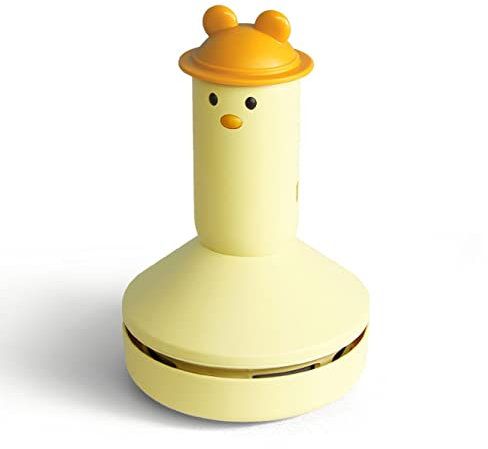 SRIKEKL Mini Rechargeable Desktop Vacuum Cleaner, Cute Cartoon Desk Table Hoover for Cleaning Eraser Crumbs, Dust, Crumbs, Piano, Hairs, Computer, Keyboard and Car (Yellow)