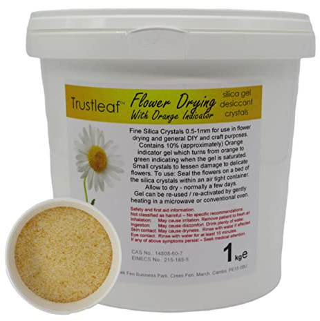 Trustleaf 1kg / 2.2lbs TUB Flower Drying Silica Gel Grains with Orange Indicator 0.5-1mm (1kg TUB - f-Oi)