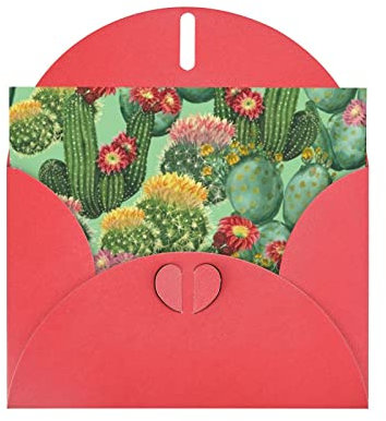 Red Cactus Floral Bloom Hochwertige Perlenpapier-Grußkarte: 10,2 x 15,2 cm, für Geburtstagskarte, Valentinstag, Hochzeitstag, Abschlussfeier, Einladungskarte usw.