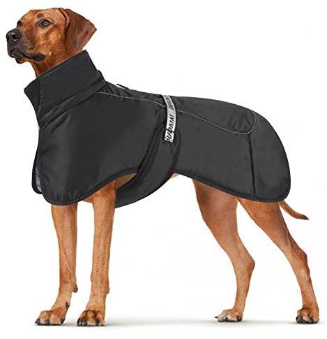 DoggieKit Hundemäntel Wasserdicht Winddicht Warm Winter Sicher mit Gewinde Reflektierende Streifen Jacke für Mittelgroße Große Hunde mit Geschirrloch für Welpen Haustiere Kaltes Wetter Kleidung Weste
