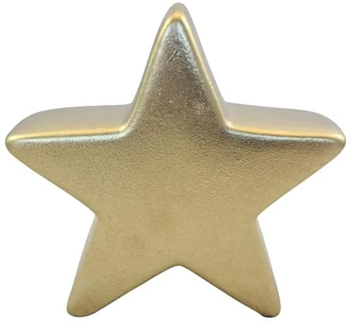 Bumbar Deko-Stern I Keramik I Gold I 16cm I Stehend I Weihnachts-Stern I Star I Gold Farbe wie Patina