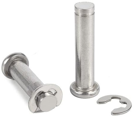 M4 M5 M6 M8 M10 M12 304 Edelstahlstift Flachkopf Schlitzstift Sicherungsstift Positionierung Zylindrischer StiftMit Sicherungsring-M10 (2 Stück),65mm