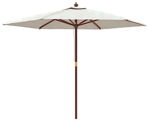 vidaXL Ombrellone da Giardino con Palo in Legno Sabbia 299x240 cm, ombrellone con palo Legno, Parasole da Giardino, ombrellone da Esterno, ombrellone