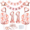 Bluelves 11 Jahr Geburtstag Mädchen, 11 Geburtstag Mädchen Rosegold, Luftballon 11 Geburtstag Mädchen, Geburtstagsdeko 11 Happy Birthday Banner, Konfetti 11 Geburtstag, Geburtstagsdeko Rosegold