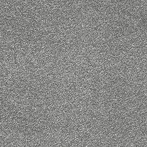 Velours Teppich Meterware meliert Grauer Teppichboden für Schlafzimmer und Wohnzimmer Saxony Auslegware in 400 und 500 cm Breite (4 m x 4 m)