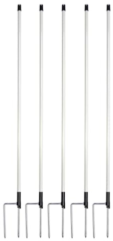 horizont strongLine Zusatzpfahl für Netze, 90 cm, 105 cm Gesamtlänge | 5 Stück, Fiberglaspfähle, Doppelspitze, weiß, für Weidenetze und Weidezäune