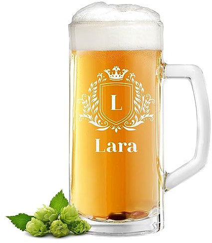 polar-effekt Bierkrug 500 ml mit personalisierter Gravur - Bierseidel Geschenk-Idee für Männer Biersorten geeignet - spülmaschinenfestes Bierglas mit Füllstrich