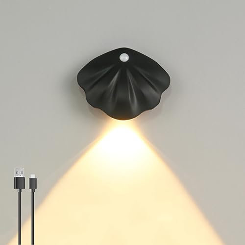 EOEO LED Wandlampe Innen mit Bewegungsmelder USB Wiederaufladbar Magnetische Wandleuchte 3000K/6000K Nachtlicht Bettlampe für Wohnzimmer Schlafzimmer Treppenhaus Flur Black