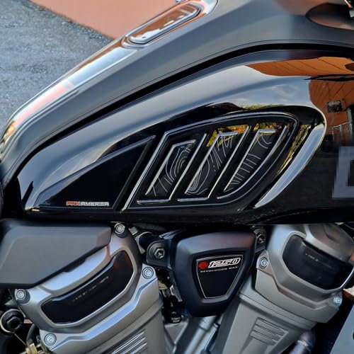 Resin Bike Adesivi Moto Compatibile con Harley Davidson Pan America Speical 2020-2023. Protezioni Laterali Serbatoio da Urti e Graffi. Adesivi Resinati con Effetto 3D Made in Italy