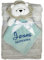 KIDDI-MEDIA Babydecke inklusive Trösterchen mit Name und Geburtsdatum Bestickt/kuschelig weich / 1A Qualität (Grau Hellblau Löwe)