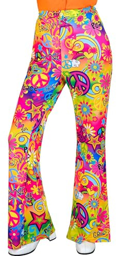 W WIDMANN MILANO Party Fashion - 60er Jahre Damen Schlaghose | Hippie Hose mit hohem Bund, Retro Outfit für Karneval, Mottoparty, Festival