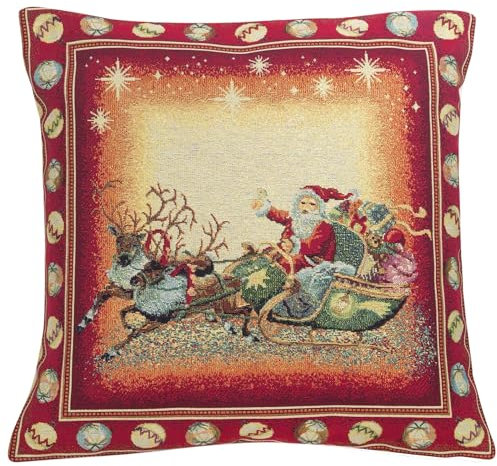 Kissenbezug Gobelin Santa Claus Schlitten Zierbezug Sofabezug Jacquard